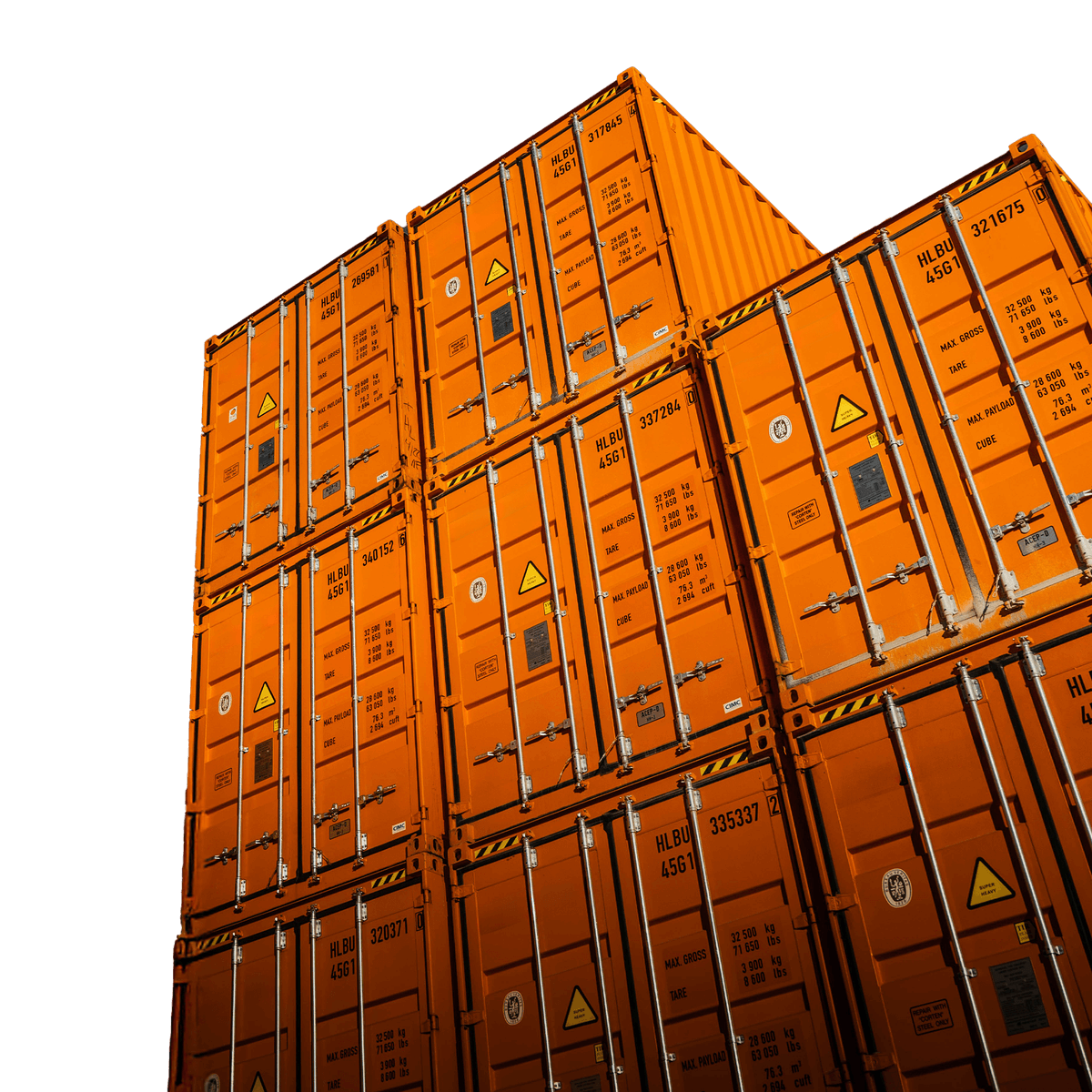 Stacked shipping containers